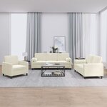 vidaXL Ensemble de canapés 3 Pièces avec coussins crème velours