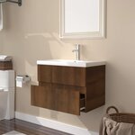 vidaXL Meuble lavabo avec bassin intégré Chêne brun Bois d'ingénierie