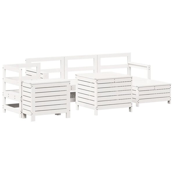 vidaXL Salon de jardin 7 Pièces blanc bois de pin massif