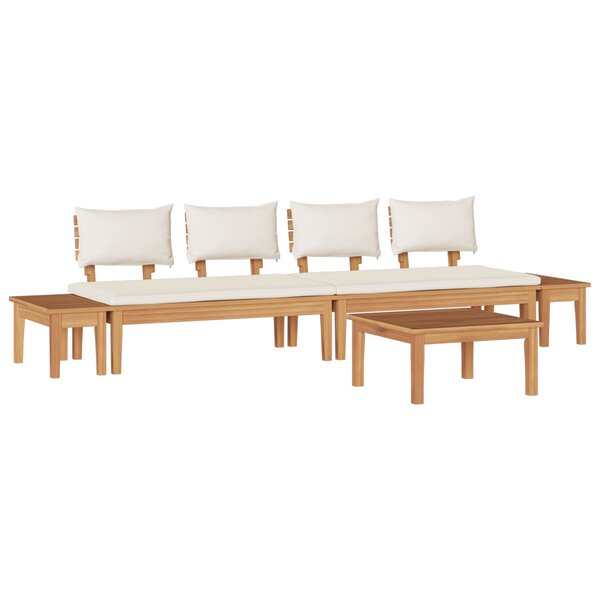 Ensemble de Bancs de Jardin vidaXL 5 Pièces avec Coussins en Bois Massif Teck