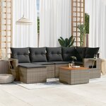 vidaXL Salon de jardin avec coussins 7 Pièces gris résine tressée