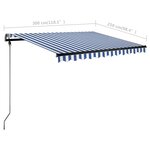 vidaXL Auvent manuel rétractable avec LED 300x250 cm Bleu et blanc