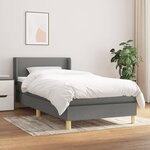 vidaXL Sommier à lattes de lit avec matelas Gris foncé 100x200cm Tissu