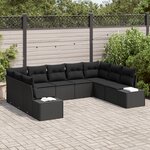 vidaXL Ensemble de Canapé de Jardin de 9 pièces avec Coussins en Rotin Noir