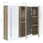 vidaXL Armoire de salle de bain à miroir LED 89x14x62 cm chêne