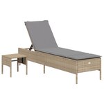 vidaXL Ensemble de chaises longues avec coussins 3Pièces beige poly rotin