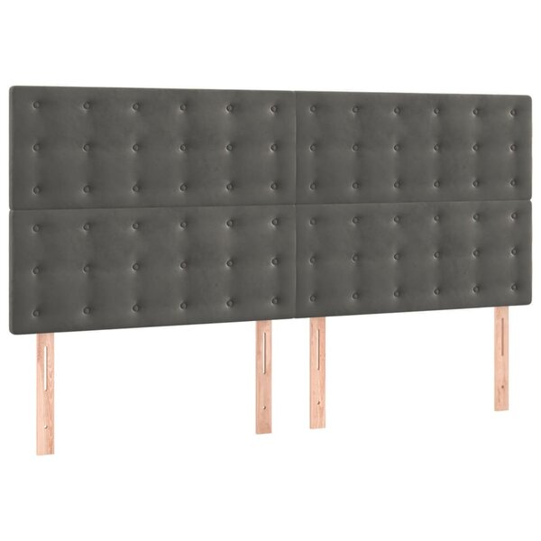 vidaXL Têtes de lit 4 Pièces Gris foncé 80x5x78/88 cm Velours