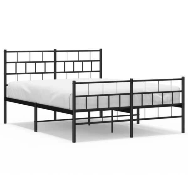 vidaXL Cadre de lit métal avec tête de lit/pied de lit noir 120x190 cm
