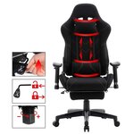 Fauteuil de bureau sport chaise de jeu bureau housse en tissu noir 19_0000371