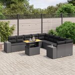vidaXL Salon de jardin 11 Pièces avec coussins noir résine tressée