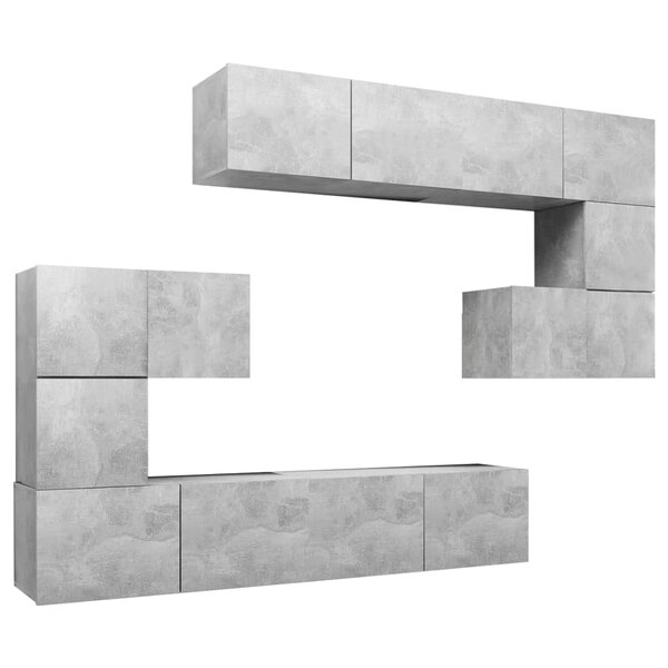 vidaXL Ensemble de meubles TV 8 Pièces Gris béton Bois d'ingénierie