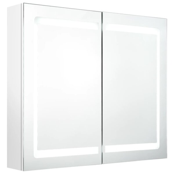 vidaXL Armoire de salle de bain à miroir LED Blanc brillant 80x12x68cm
