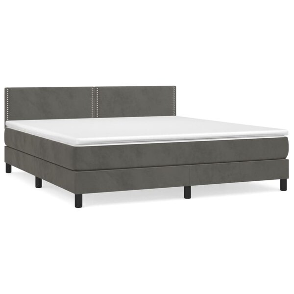 vidaXL Sommier à lattes de lit et matelas Gris foncé 180x200cm Velours