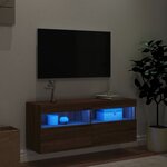 vidaXL Meuble TV mural avec lumières LED chêne marron 100x30x40 cm