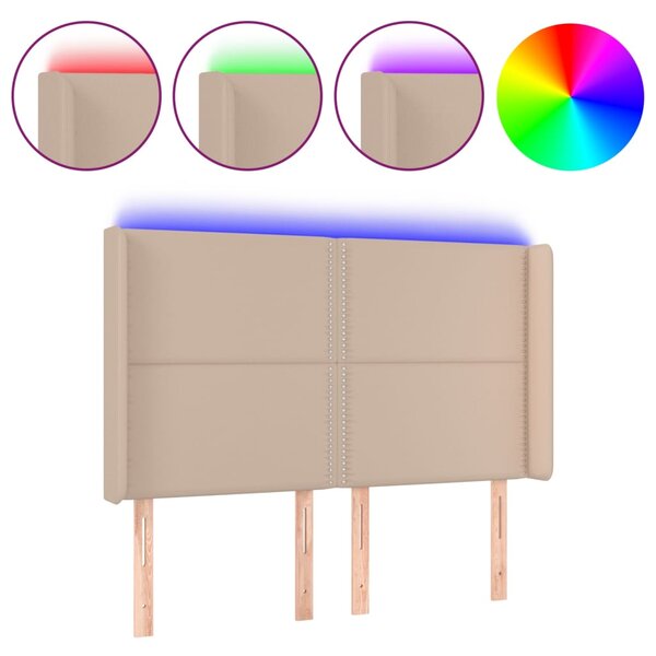 vidaXL Tête de lit à LED Cappuccino 147x16x118/128 cm Similicuir
