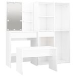 vidaXL Ensemble de coiffeuse avec LED Blanc brillant Bois d'ingénierie