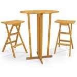 vidaXL Ensemble de bar pliable 3 Pièces Bois de teck massif