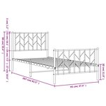 vidaXL Cadre de lit métal sans matelas avec pied de lit blanc 90x200cm