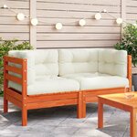 vidaXL Canapé d'angle de jardin coussins 2 Pièces cire marron pin massif