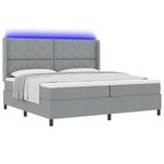 lit box spring vidaXL avec matelas et lumière LED gris clair 200x200 cm en tissu