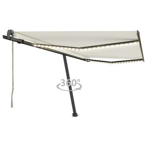 vidaXL Auvent automatique avec capteur de vent et LED 450x300 cm Crème
