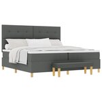 vidaXL Lit à ressort avec matelas et banc Gris foncé 200x200 cm Tissu