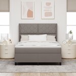 Lit Box Spring vidaXL avec matelas et LED Taupe 160x200 cm Tissu