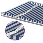 vidaXL Auvent manuel rétractable avec LED 5x3 5 m Bleu et blanc
