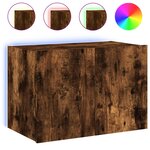 vidaXL Meuble TV mural avec lumières LED chêne fumé 60x35x41 cm