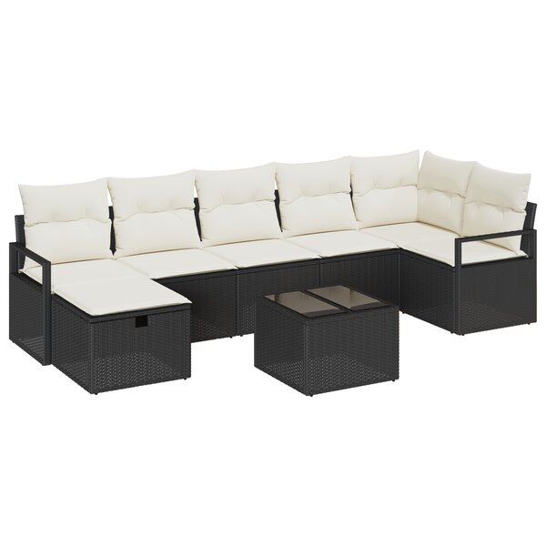 Ensemble de Canapé de Jardin 8 pièces vidaXL avec Coussins en Poly Rattan Noir