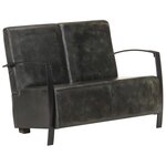 vidaXL Canapé à 2 places gris délavé cuir véritable