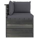 vidaXL Canapé d'angle palette de jardin avec coussins Bois de pin