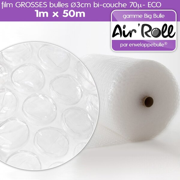 Lot de 20 rouleaux de film grosses bulles d'air largeur 1m x longueur 50m - gamme air'roll  eco