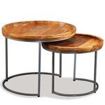 vidaXL Ensemble de tables d'appoint 2 Pièces Bois de manguier massif