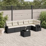 vidaXL Salon de jardin 7 Pièces avec coussins noir résine tressée