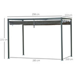 Pergola rétractable 2 98L x 2 13l x 2 22H m structure métal époxy anticorrosion toile polyester haute densité 180 g/m² incluse gris