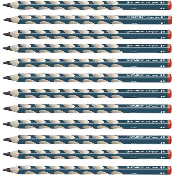 Crayon graphite easygraph b droitier bleu ardoise x 12 stabilo