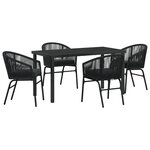 vidaXL Ensemble de jardin 5 pièces Noir Poly Rattan