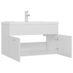 vidaXL Armoire d'évier avec lavabo intégré Blanc brillant Aggloméré