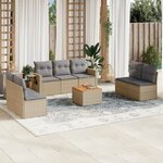 vidaXL Salon de jardin avec coussins 8Pièces mélange beige résine tressée