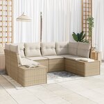 vidaXL Ensemble de 6 canapés de jardin avec coussins en rotin poly beige