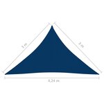 vidaXL Voile de parasol Tissu Oxford triangulaire 3x3x4 24 m Bleu