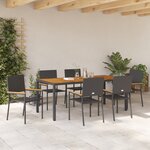 Ensemble de salle à manger de jardin de 7 pièces vidaXL Noir Poly Rattan