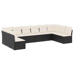 vidaXL Salon de jardin 10 Pièces avec coussins noir résine tressée