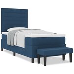vidaXL Lit à ressorts avec matelas et banc bleu 90x190 cm tissu