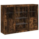 vidaXL Buffets avec lumières LED 3 Pièces chêne fumé bois d'ingénierie