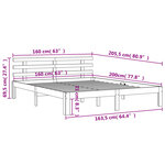 vidaXL Cadre de lit sans matelas cire marron 160x200cm bois pin massif