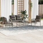 vidaXL Salon de jardin 4 Pièces avec coussins gris résine tressée