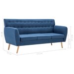 vidaXL Canapé à 3 places revêtement en tissu 172x70x82 cm bleu