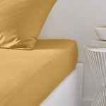 Drap housse - 140 x 190 cm uni - Ocre